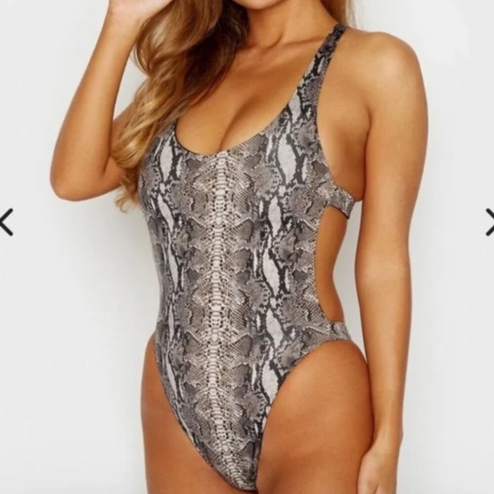 Frankies Bikinis snake skin one piece